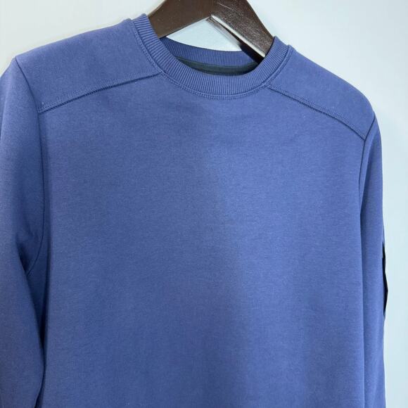 WAHTS  Long Sleeve Crew Neck.Sweatshirt Mens M Zip Pocket Organic Cotton Blue - Picture 3 of 10